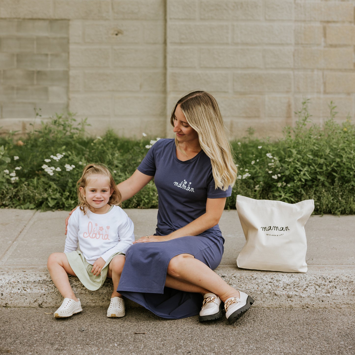 Robe t-shirt "maman" design fleuri