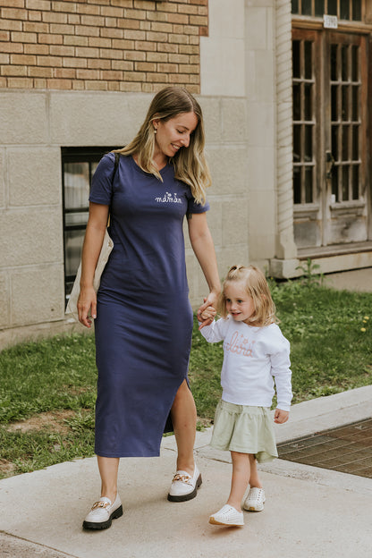 Robe t-shirt "maman" design fleuri