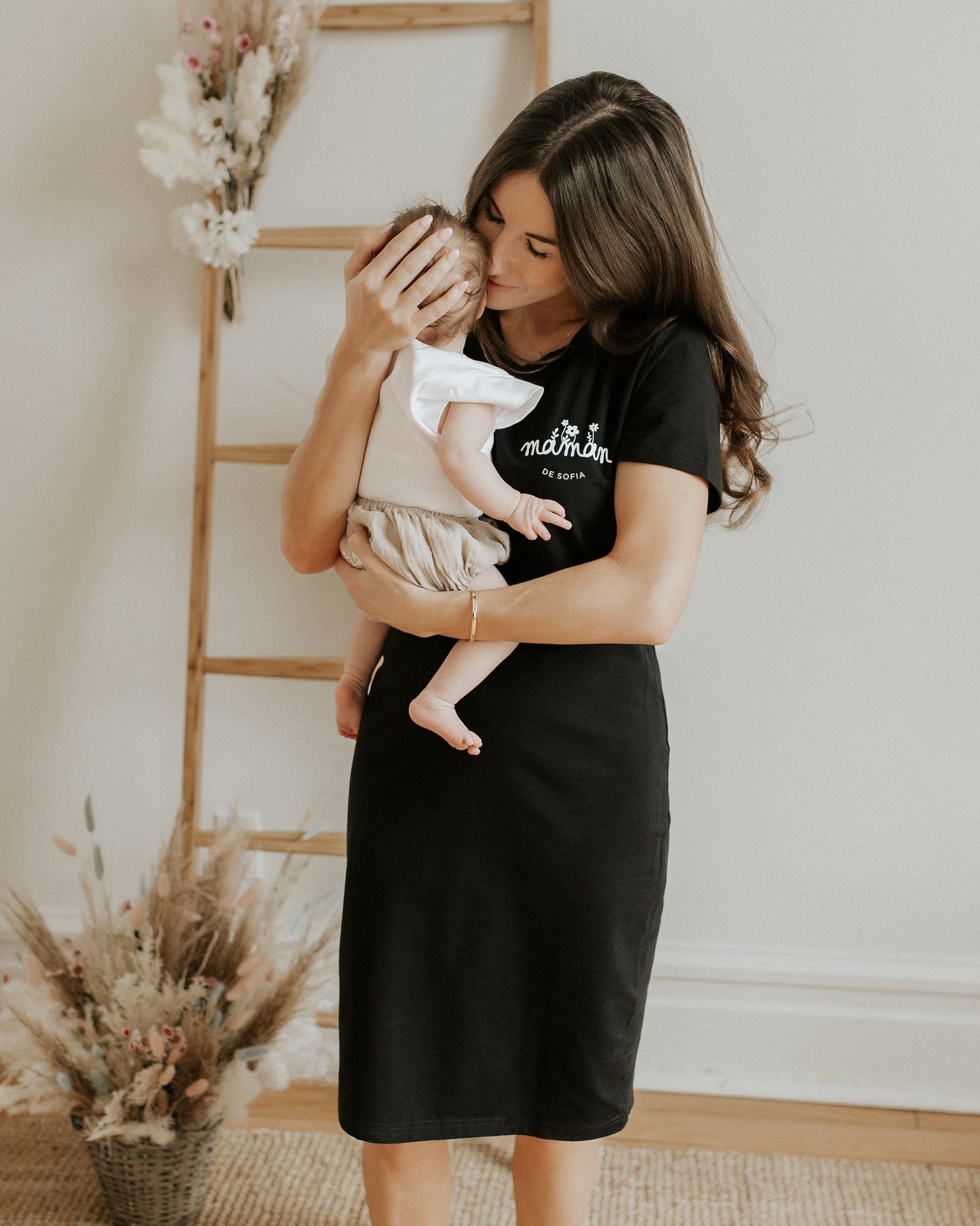 Robe t-shirt "maman" design FLEURI - À PERSONNALISER (tailles restantes: XS, S, M)