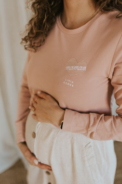 Chandail d'allaitement avec fermetures éclair - "maman" design-Cœur - À PERSONNALISER