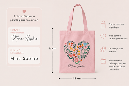 Sac régulier Coeur en fleurs - Personnalisé