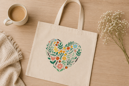 Grand sac Coeur en fleurs - non personnalisé