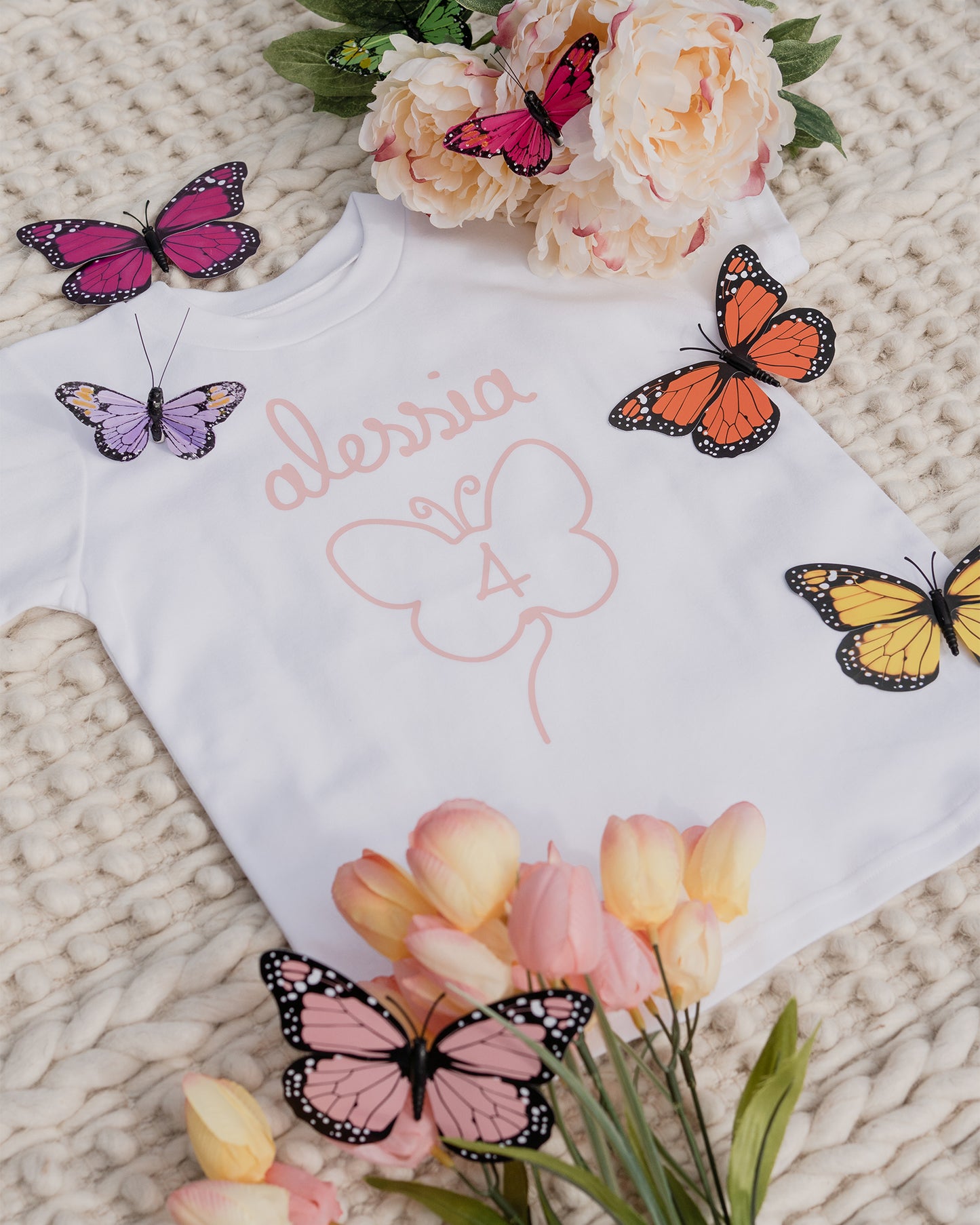 T-shirt anniversaire PAPILLON personnalisé - manches courtes