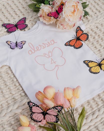 T-shirt anniversaire PAPILLON personnalisé - manches courtes