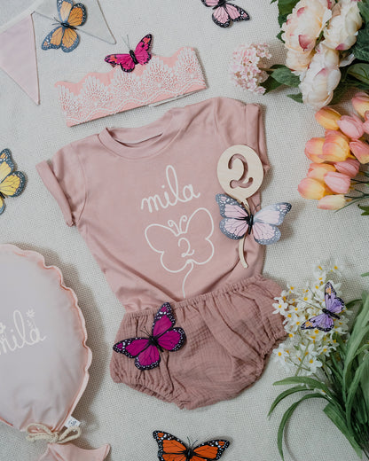 T-shirt anniversaire PAPILLON personnalisé - manches courtes