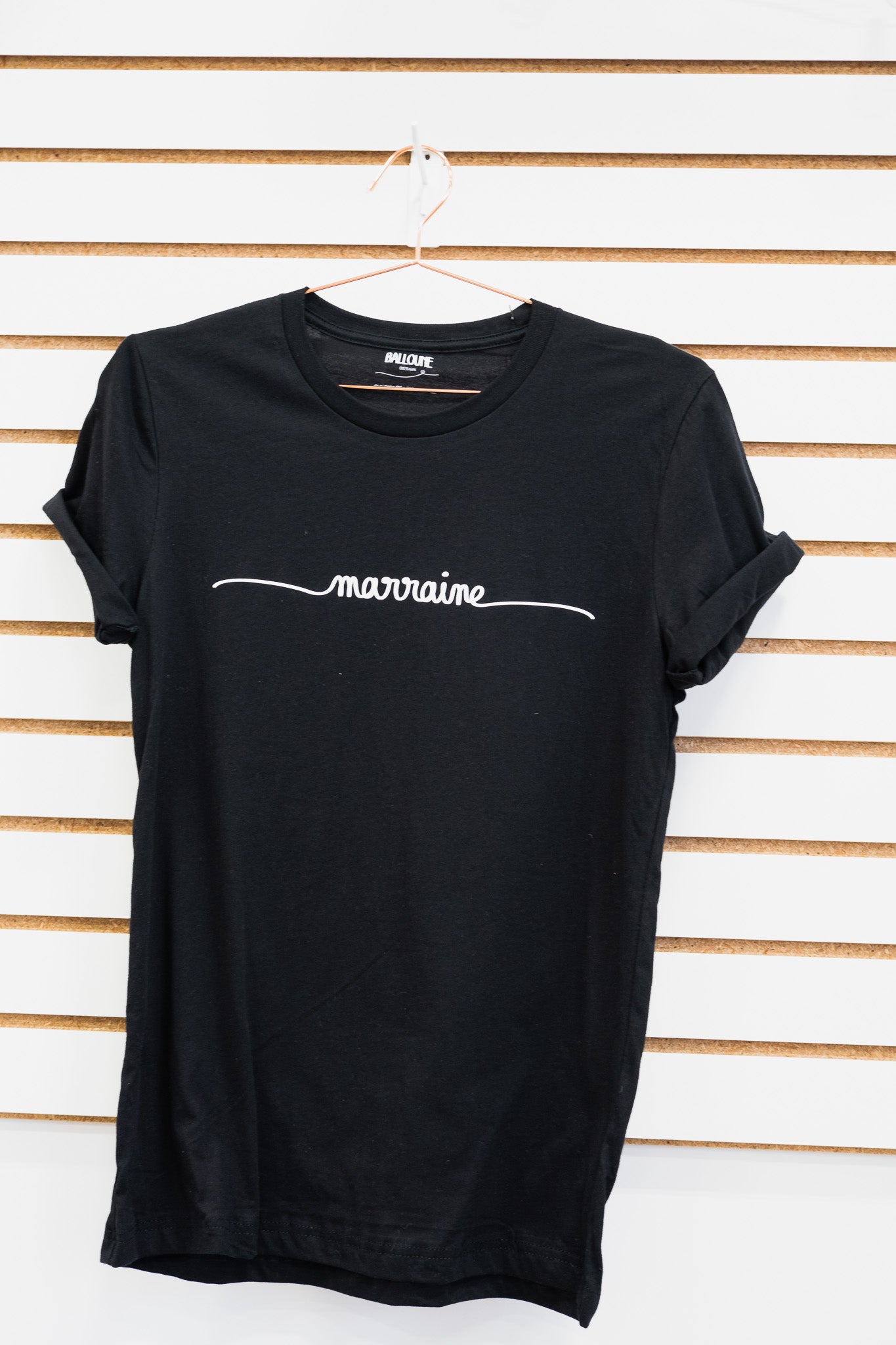 *prêt-à-partir* T-shirt design-signature "MARRAINE" Noir - M et L unisexe