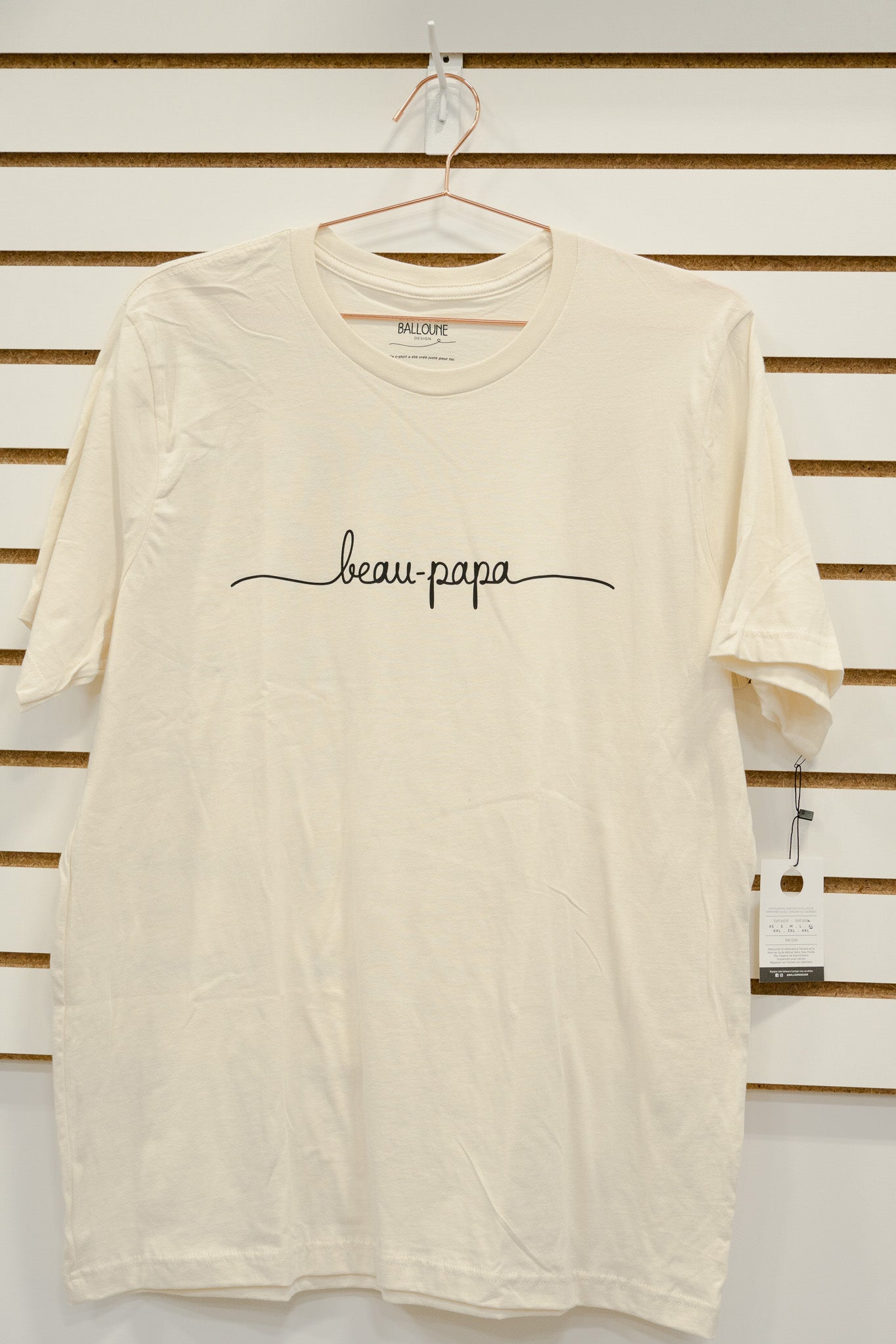 *prêt-à-partir* T-shirt design-signature "BEAU-PAPA" Beige naturel - XL unisexe