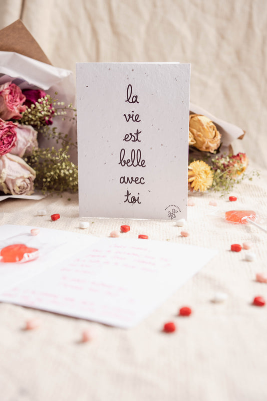 Carte de vœux à planter "la vie est belle avec toi"