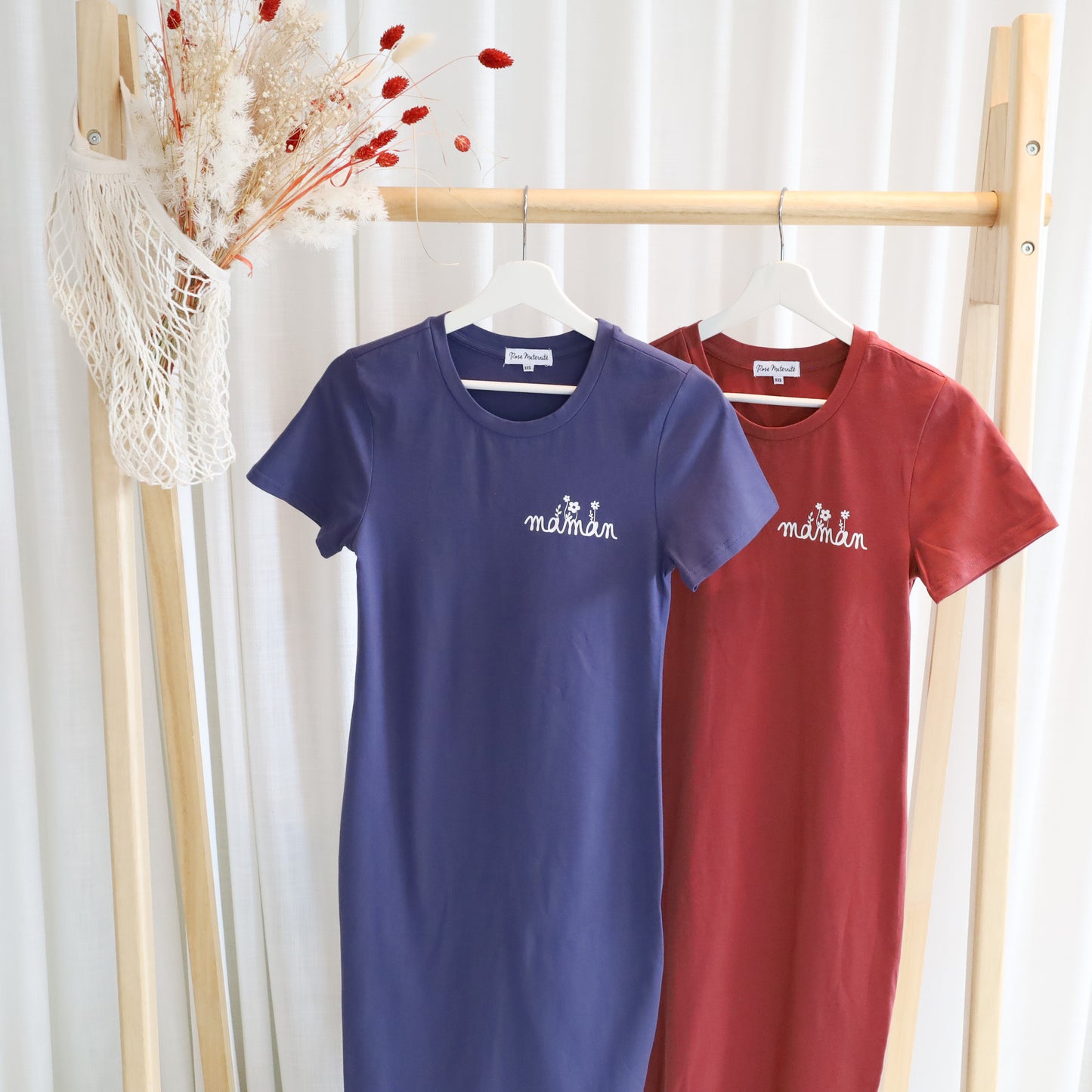 Robe t-shirt "maman" design fleuri