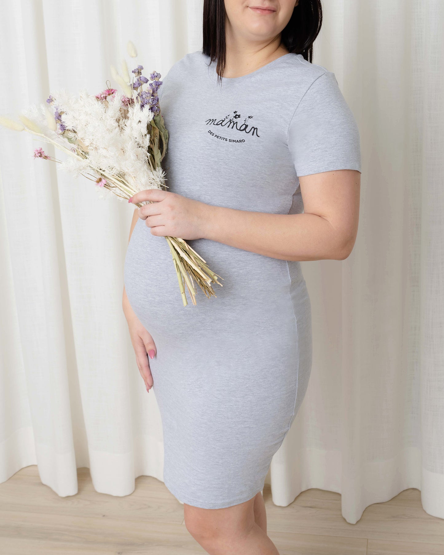 Robe t-shirt "maman" design FLEURI - À PERSONNALISER (tailles restantes: XS, S, M)