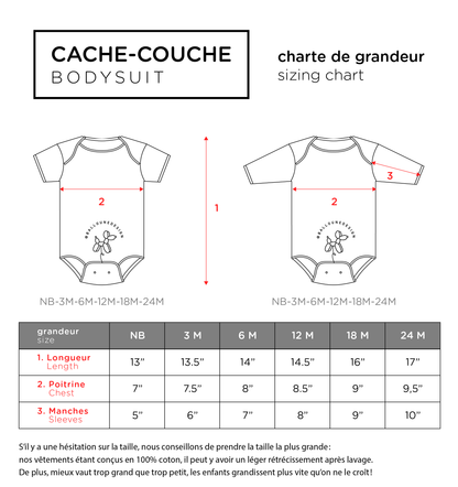 Cache-couche à manches courtes BOUQUET personnalisé avec PRÉNOM