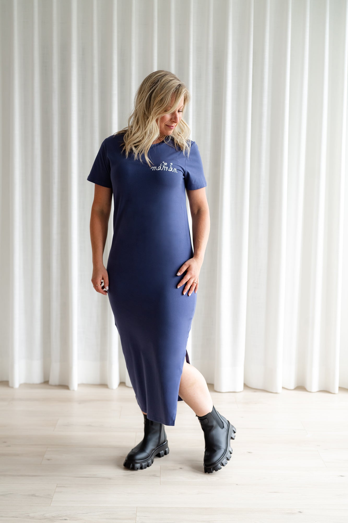 Robe t-shirt "maman" design fleuri