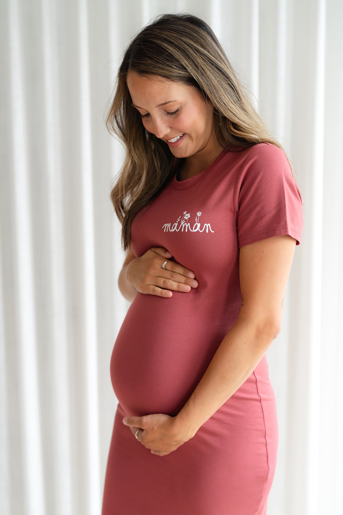 Robe t-shirt "maman" design fleuri