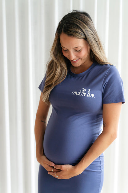 Robe t-shirt "maman" design fleuri