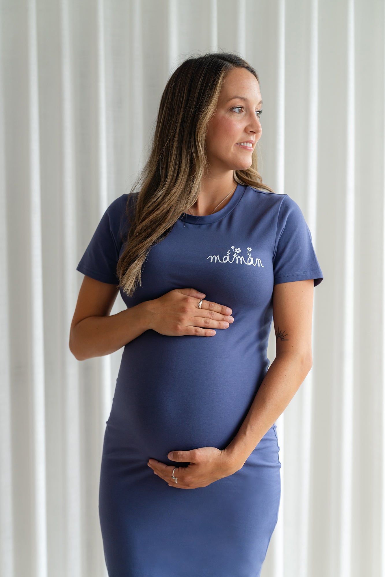 Robe t-shirt "maman" design fleuri