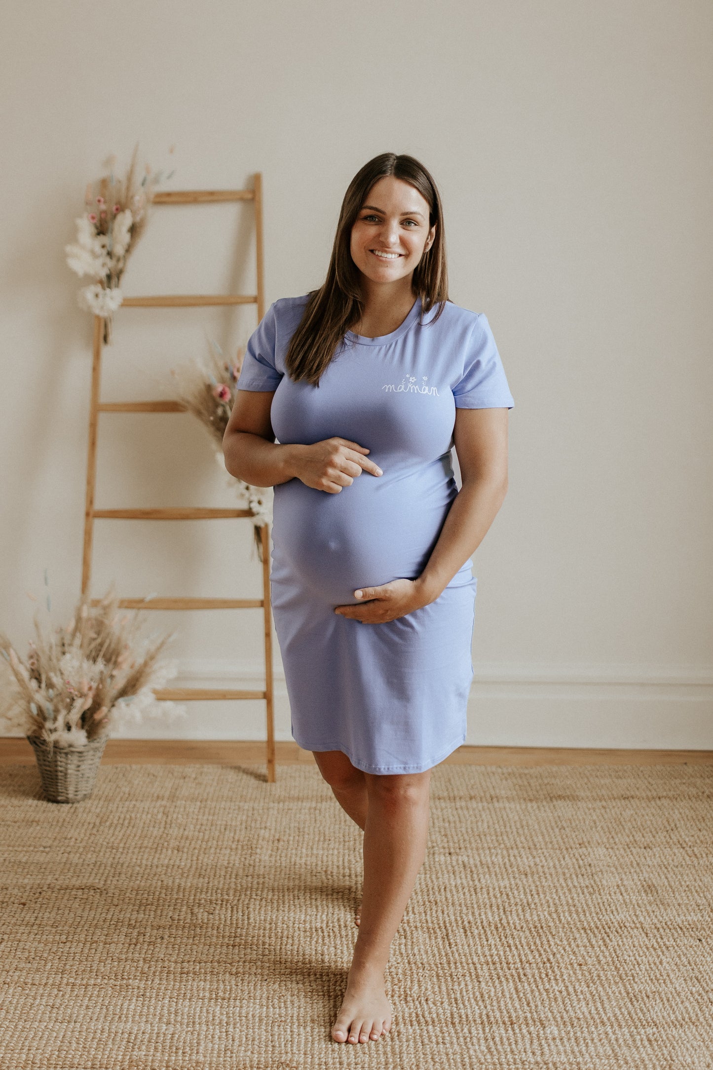 Robe t-shirt "maman" design fleuri