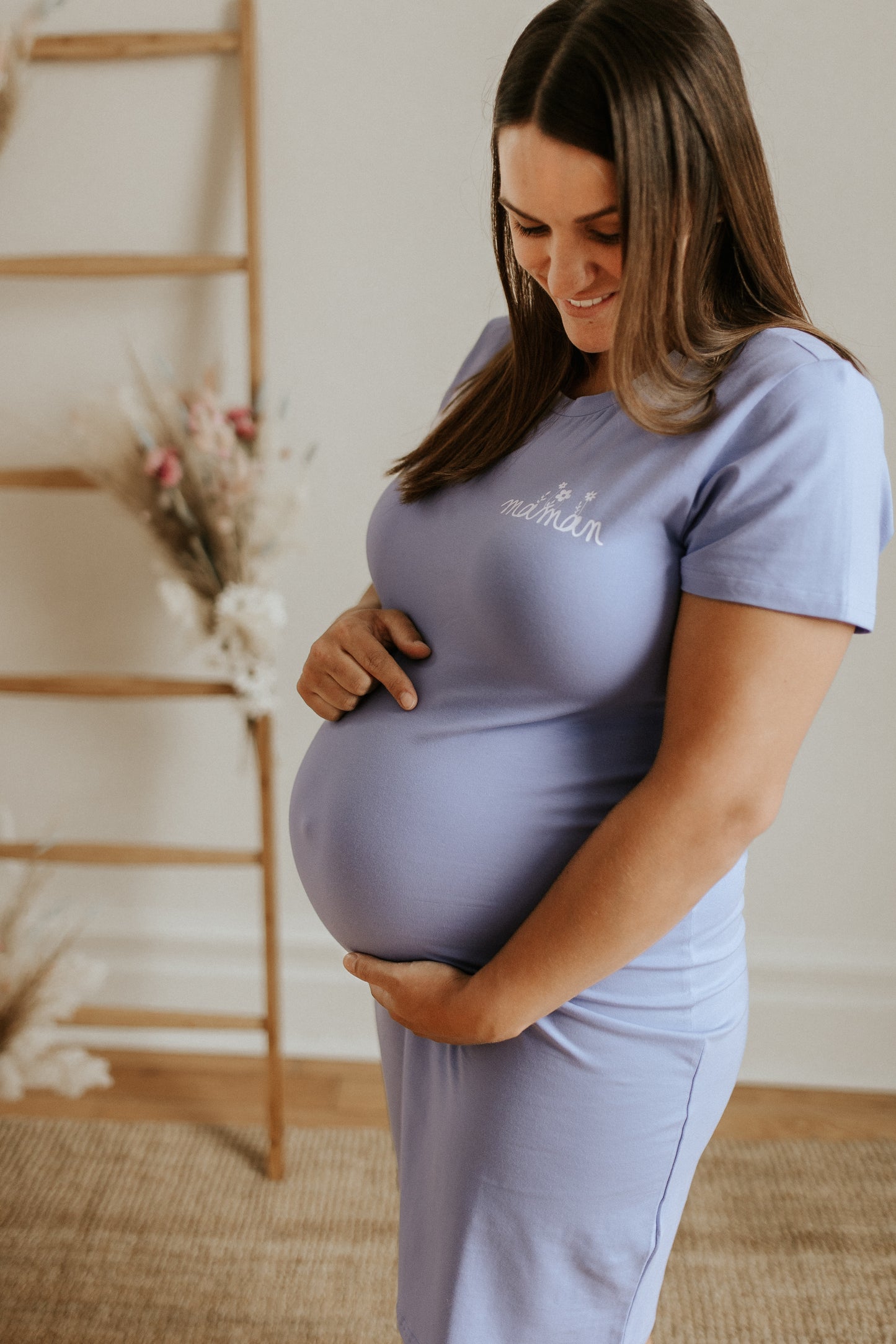 Robe t-shirt "maman" design fleuri