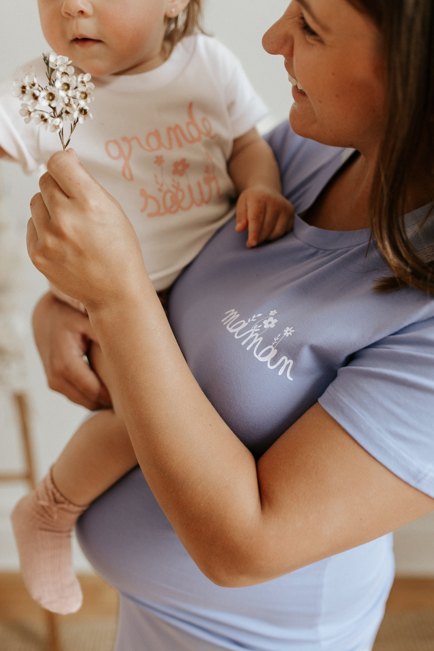 Robe t-shirt "maman" design fleuri