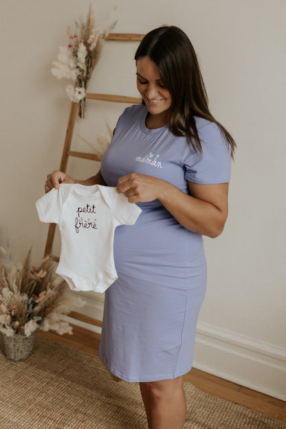 Robe t-shirt "maman" design fleuri