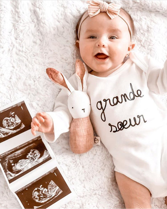 T-shirt GRANDE SŒUR blanc à manches longues