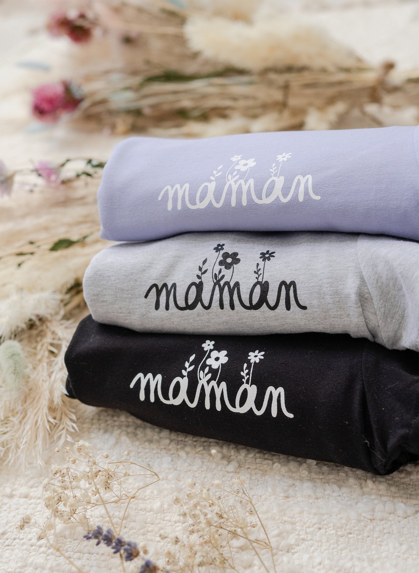 Robe t-shirt "maman" design fleuri