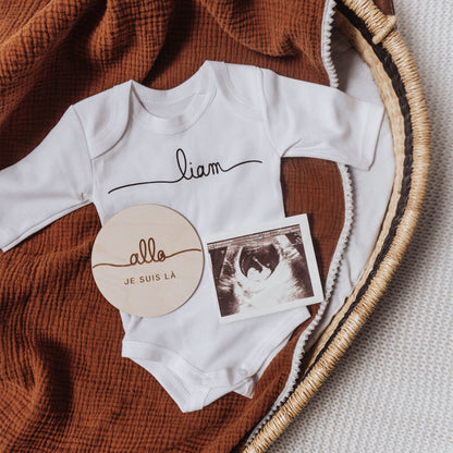 *prêt-à-partir* Pastille d'étape en bois - "allo je suis là"