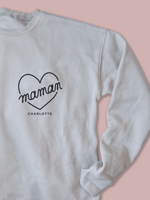 Crewneck CŒUR pour maman - À PERSONNALISER