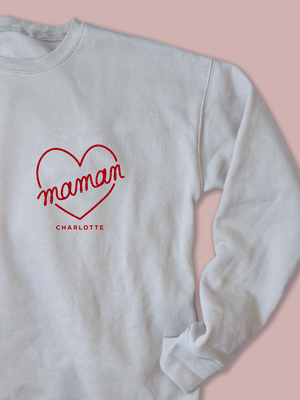 Ouvrir l&#39;image dans le diaporama, Crewneck CŒUR pour maman - À PERSONNALISER
