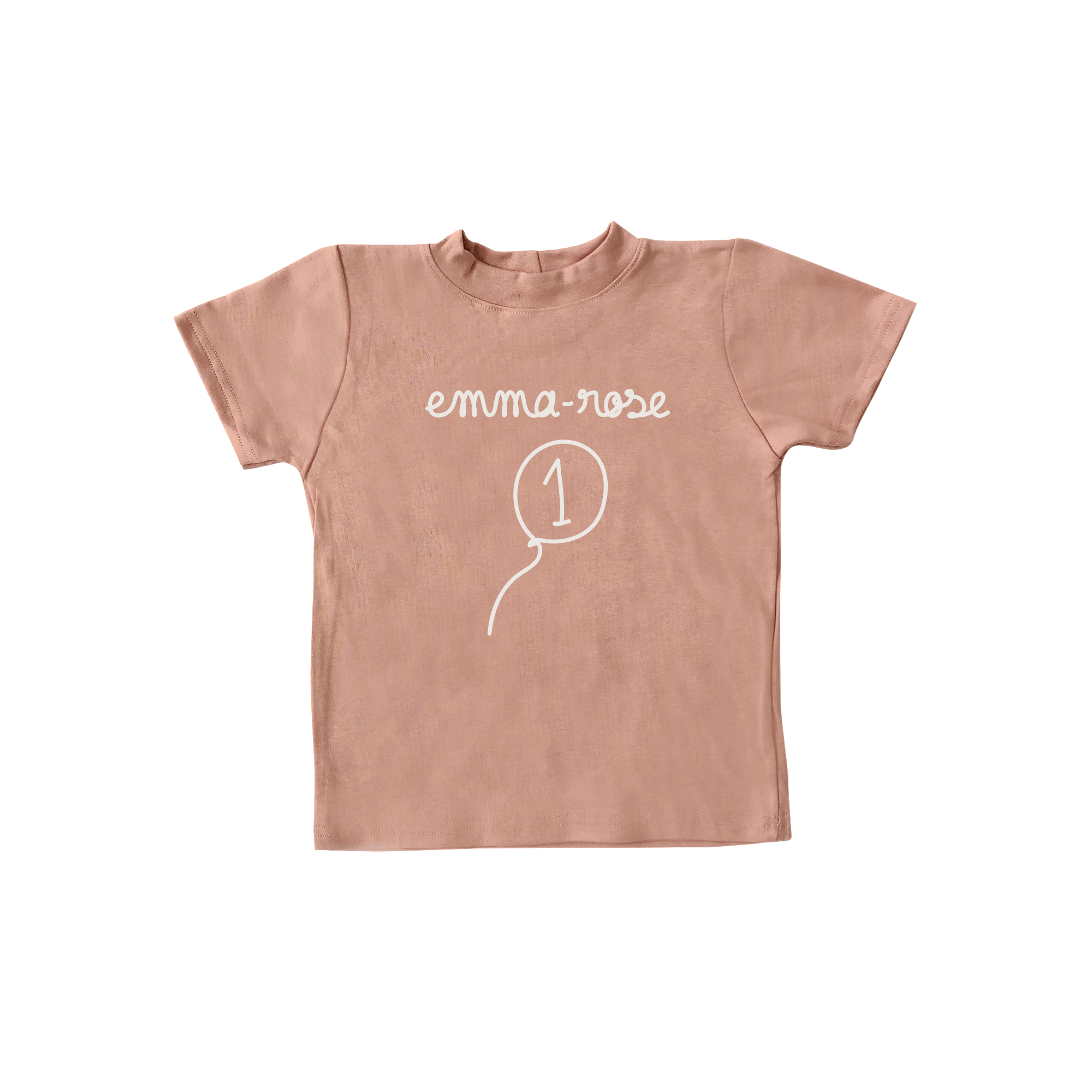 T-shirt ANNIVERSAIRE 1 an, personnalisé - rose blush à manches courtes