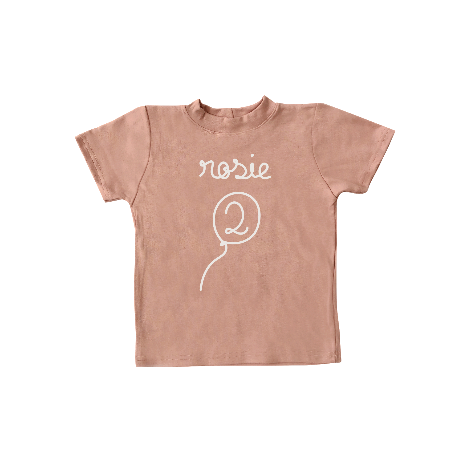 T-shirt ANNIVERSAIRE 2 ans, personnalisé - rose blush à manches courtes