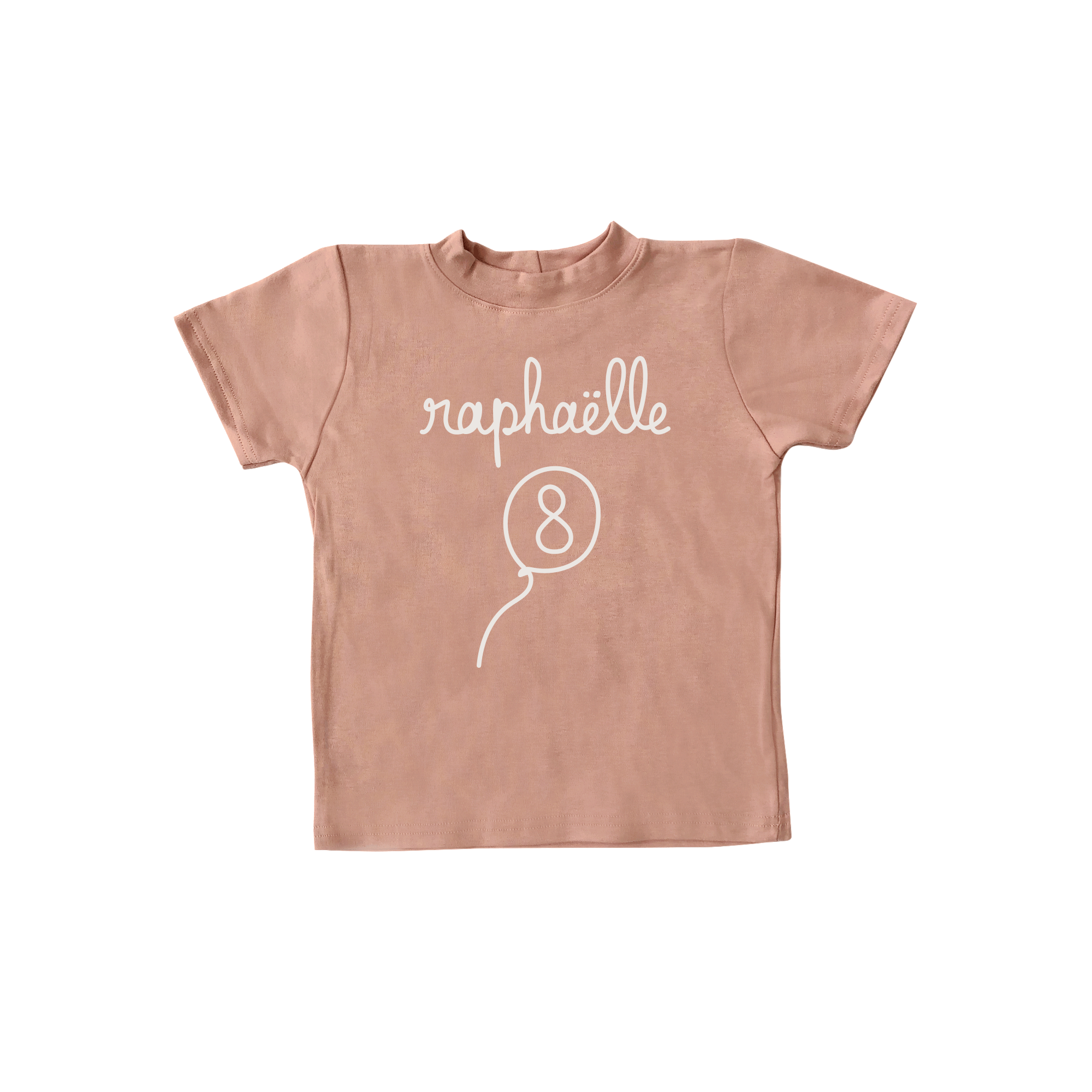 T-shirt ANNIVERSAIRE 8 ans, personnalisé - rose blush à manches courtes