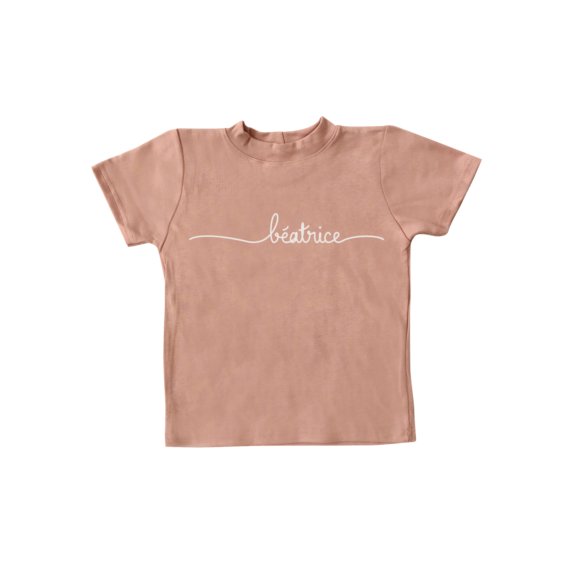 T-shirt personnalisé PRÉNOM - rose blush à manches courtes