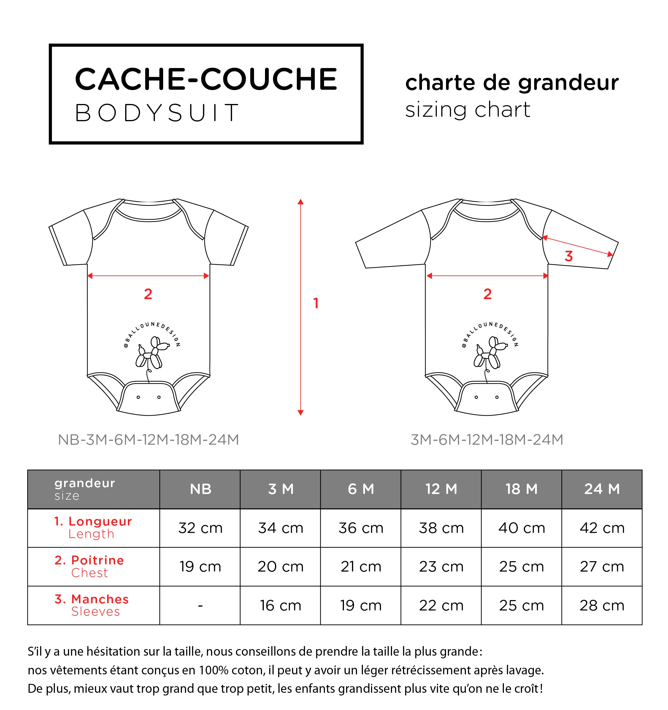 Cache-couche BONJOUR BONHEUR blanc à manches longues