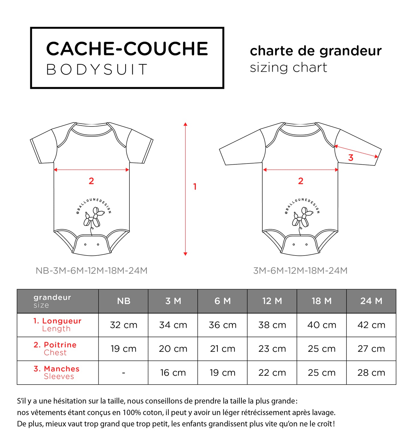Cache-couche BONJOUR BONHEUR blanc à manches longues