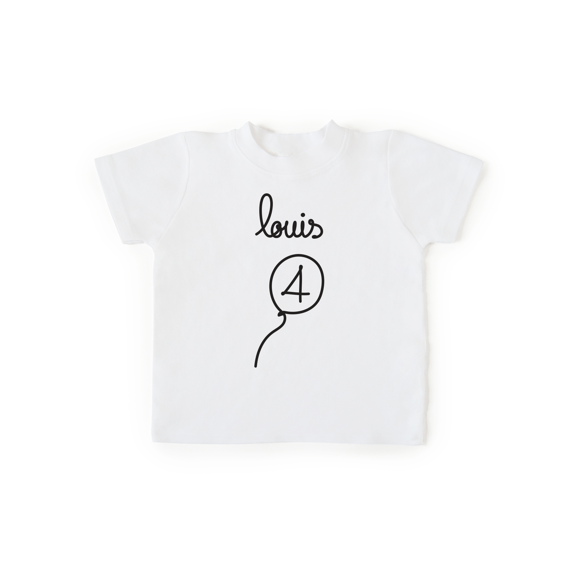 T-shirt ANNIVERSAIRE 4 ans, personnalisé - blanc à manches courtes